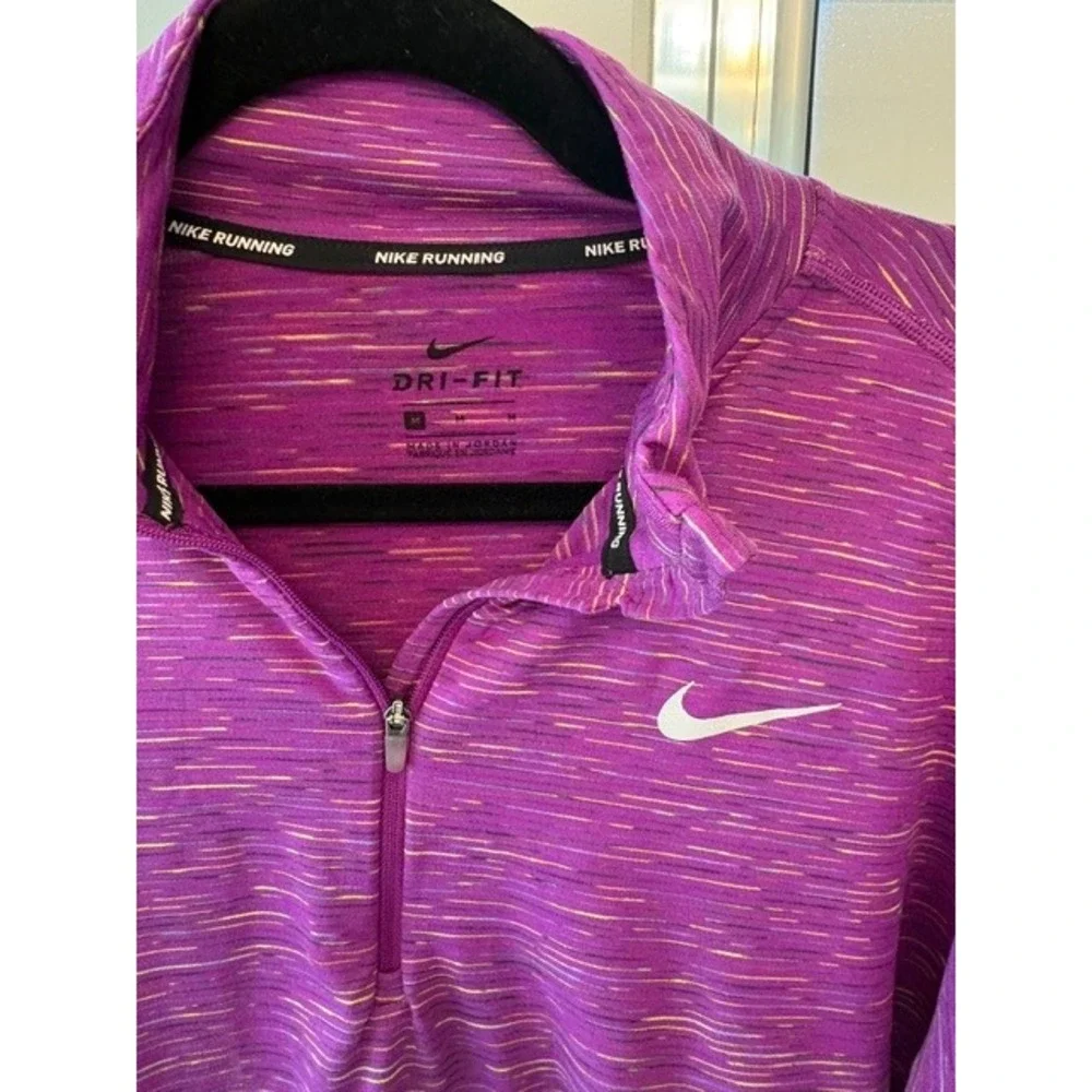 Nike Running Dri-FIT Purple Space Dye 1/2 Zip Pullover Thumbhole Top Womens M